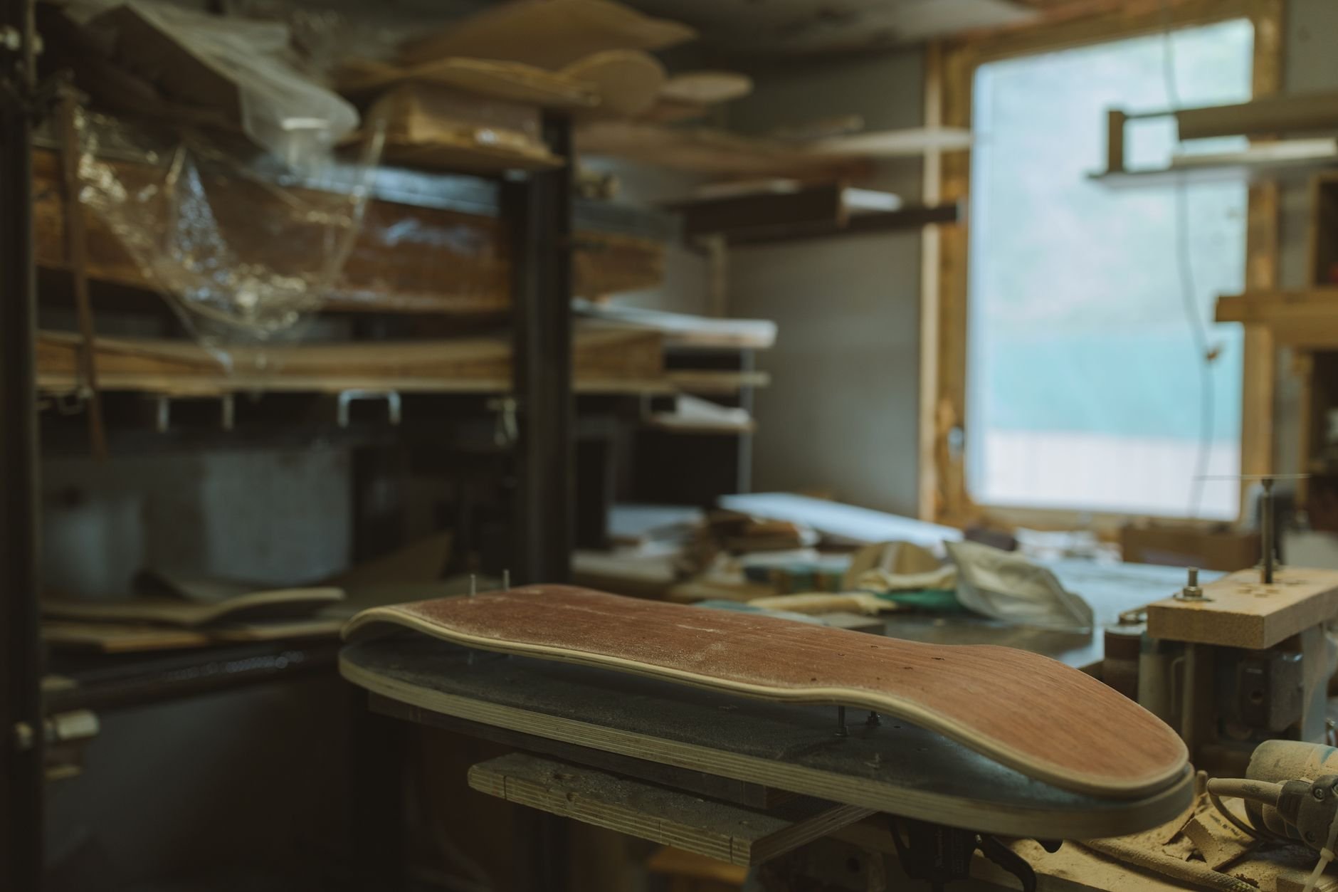 Woodworking workshop where custom subwoofer enclosures are built by hand